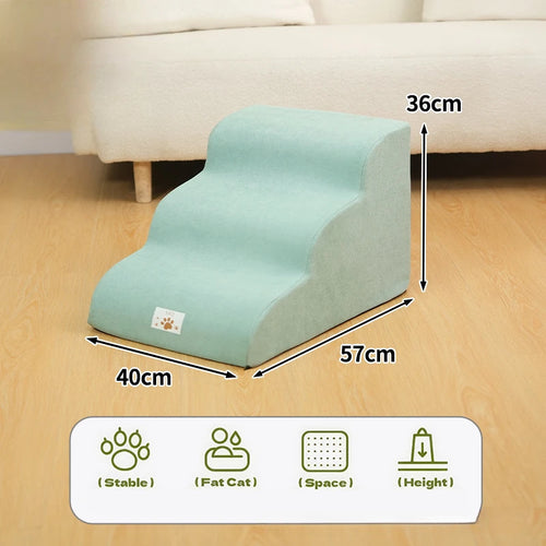 Pet 2/3 Step Stair Dog/Cat Ramp Ladder Memory Foam Sponge Dogs Sofa