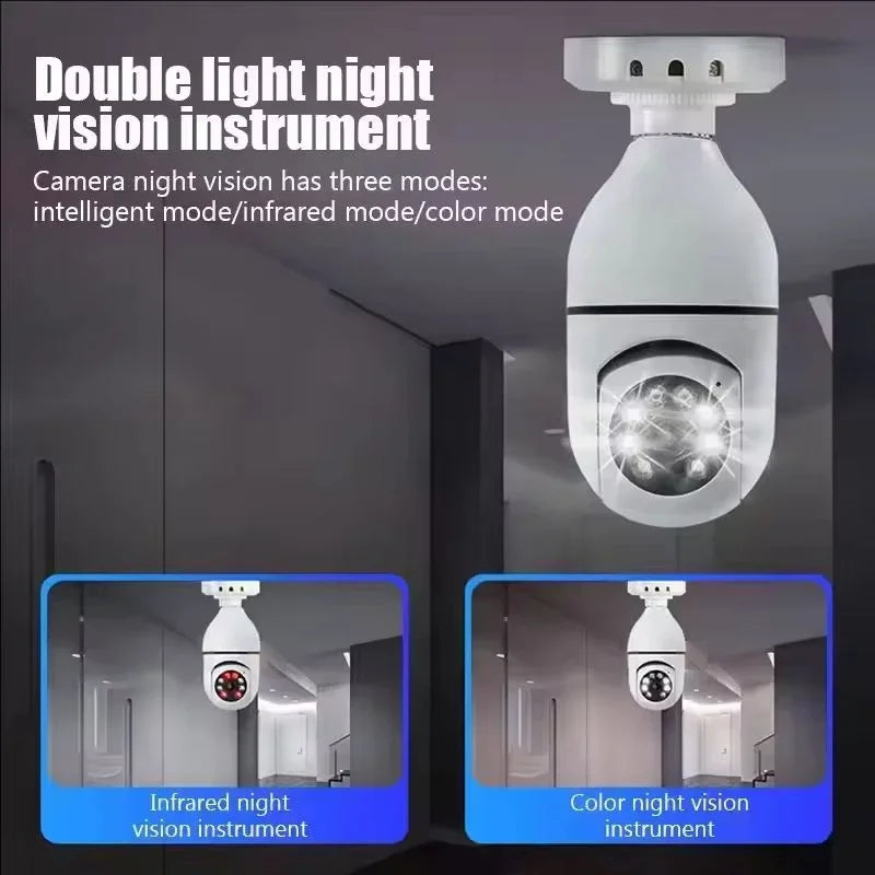 4G WiFi IP Camera E27 Bulb Camera 2MP Wireless Baby Monitor with AI