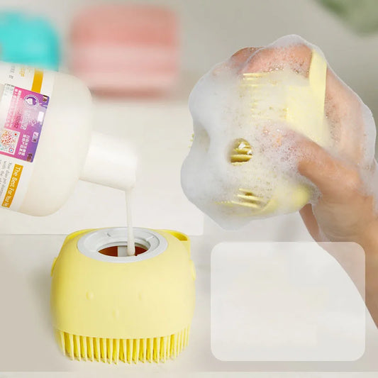 Silicone Pet Bath Brush for Puppy Dogs, 2 in 1 Pet Bath Brush Soft
