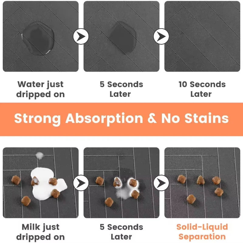 Winter Feeding Mat-Absorbent Pet Placemat for Food and Water Bowl with
