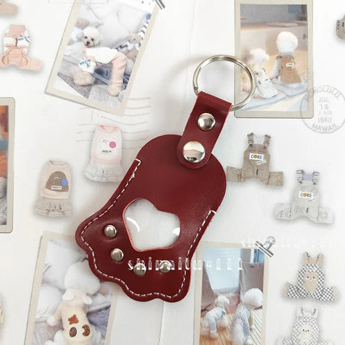 Memorial Leather Pet Hair Storage Bag Cat Paw Keychain Multifunctional