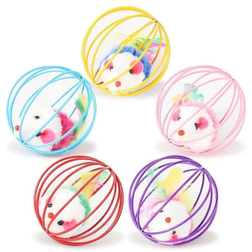 Popular Colorful Mouse in Cage Cat Toy Within Sand Interactive Chase