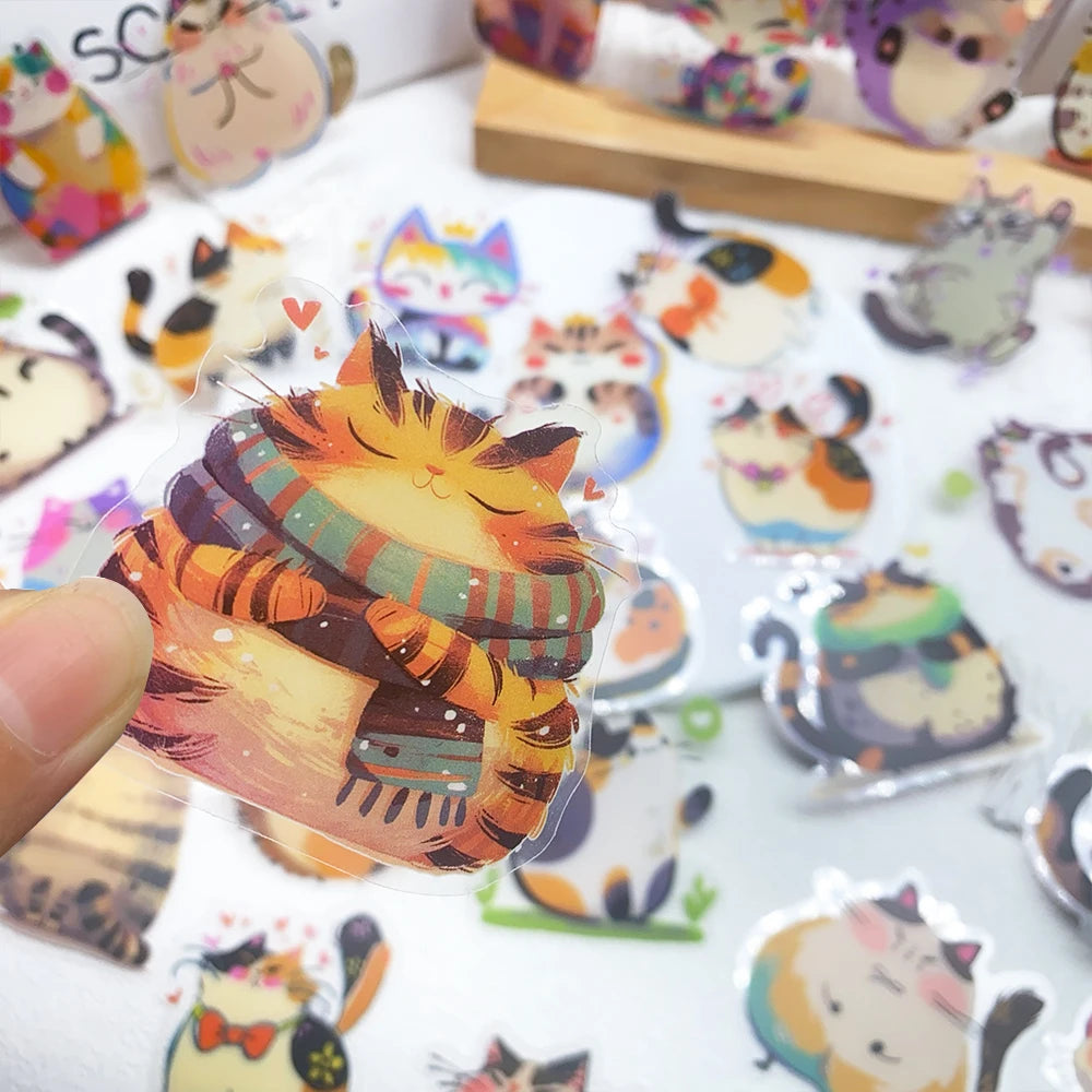50pcs Cartoon Cute Cats PET Stickers Decals For Phone Laptop Notebook