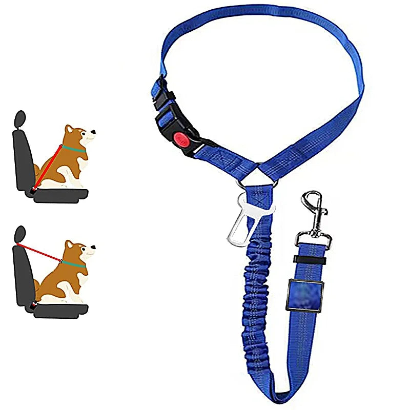 New Solid Two-in-one Pet Car Seat Belt Dog Harness Leash BackSeat