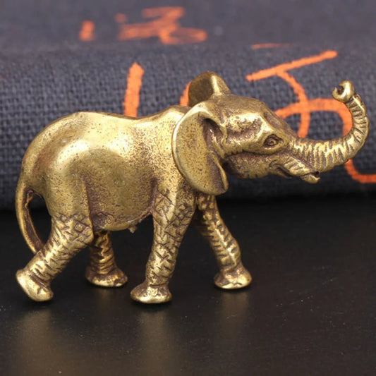 Antique Bronze Minature Elephant Figurines Tea Pet Table Ornament