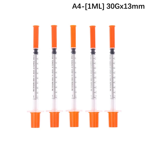 5Pcs 0.3/0.5/1ML Disposable Plastic Veterinary Syringe Orange Cap