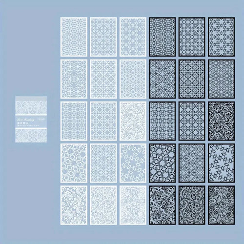30pcs, Vintage Style Black And White Lace Stickers Book DIY Diary Junk