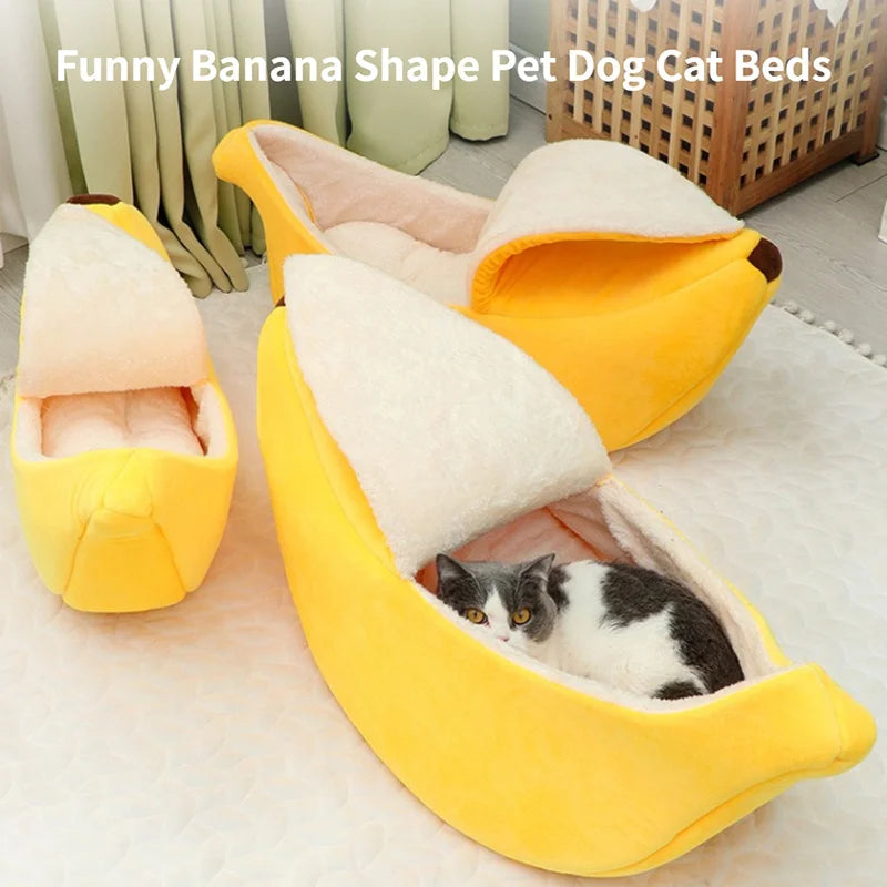 Banana Cat Bed House Funny Cute Cozy Cat Mat Beds Warm Durable