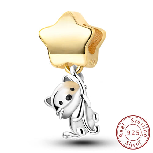 New 925 Sterling Silver Charm Beads Dog Cat Pets Pendant Fit Original