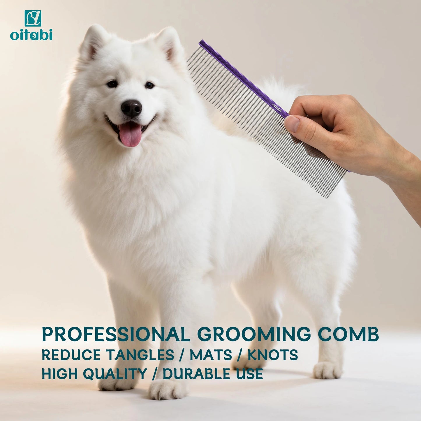 Oitabi Pet Comb Stainless Steel Long Teeth Comb for Dogs & Cats Pet