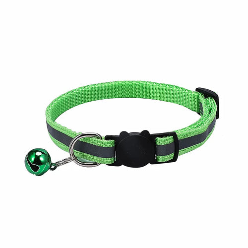 Adjustable Reflective Breakaway Cat Collar with Bell Safety Elastic
