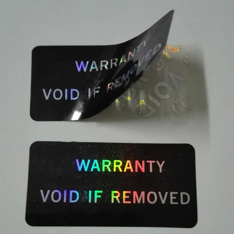 100Pcs Bar code warranty void stickers Dumb silver PET security labels
