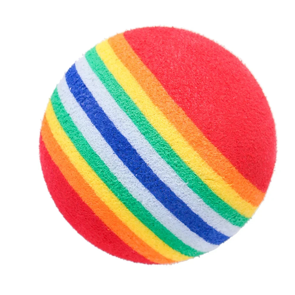 Rainbow EVA Cat Toys Ball Interactive Cat Dog Play Chewing Rattle