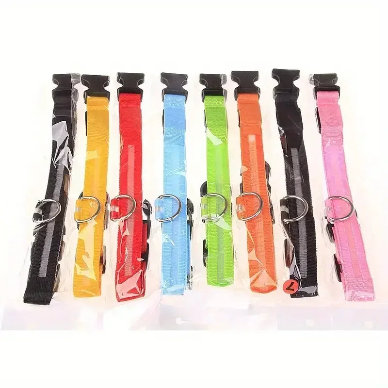Light Up LED Pet Dog Collar Safety Night Walking Flashing Glow In The