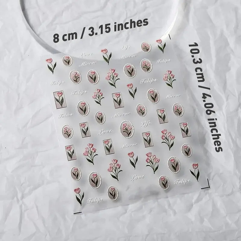 1piece 5Dcute tulip flower nail stickers high quality self-adhesive