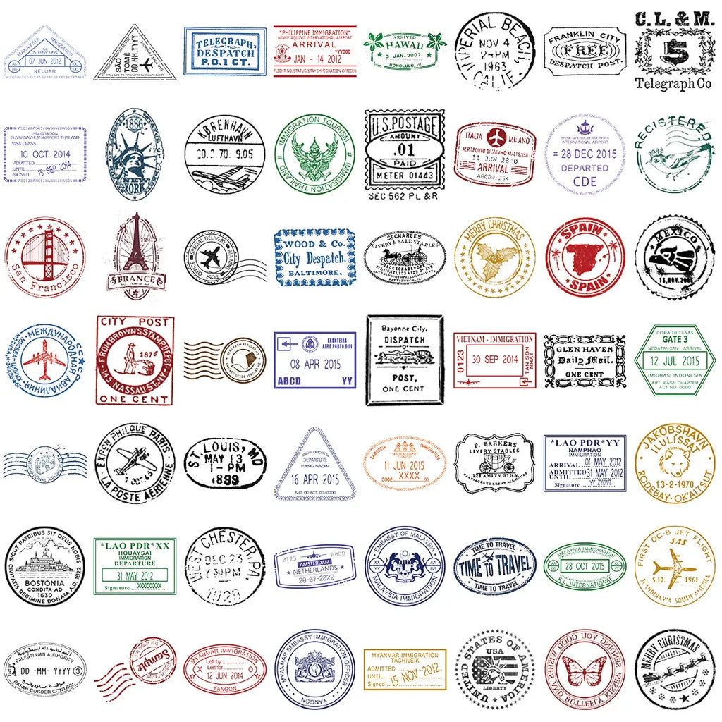 60Pcs Transparent Vintage Postmark Stickers - Waterproof PET Decor for
