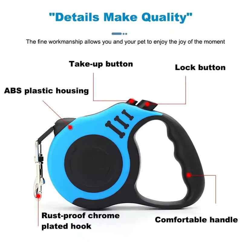 Retractable Dog Leash Outdoor Pet Leash Nylon Braided Rope for Small