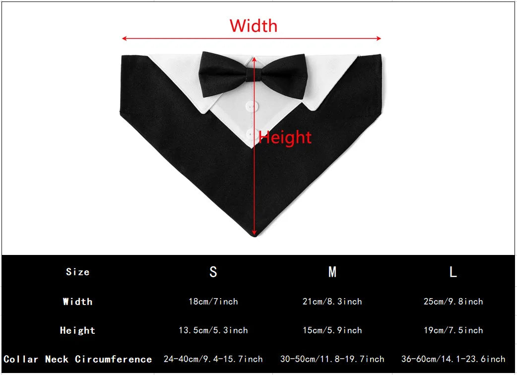 Adjustable Chic Pet Bandana with Bow Tie - Polyester Triangle Scarf &