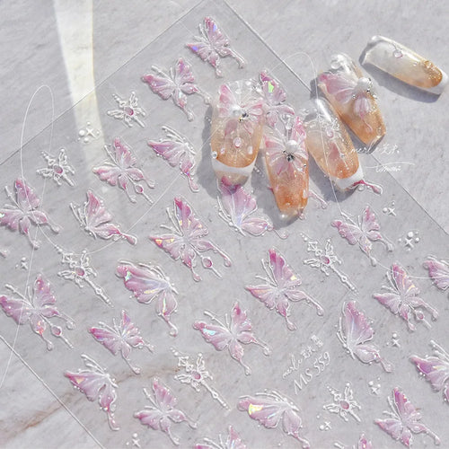 1pcs Jelly Nail Stickers Shiny French Ice Crystal Stars Love Self