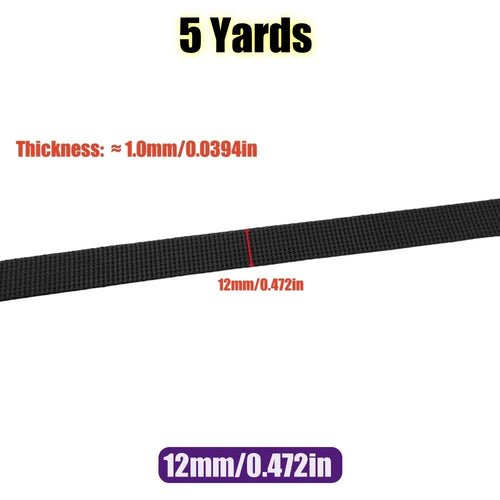 5 Yards 10-50mm Black Nylon Webbing Tape Backpack Strap Pet Collar