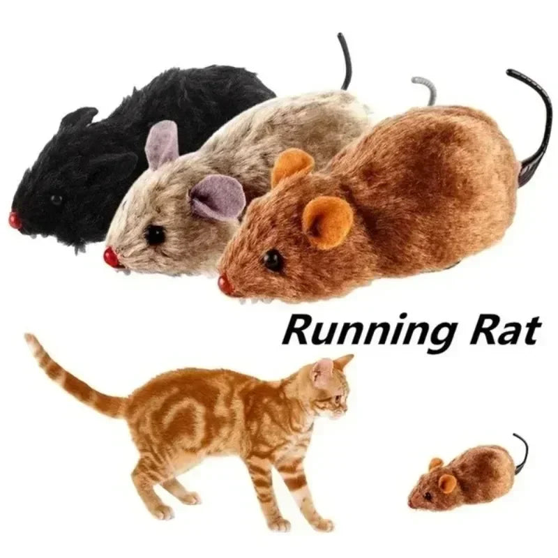 New 1Pc Funny Lifelike Plush Mouse Running Rat Toy for Cats Dogs Tail