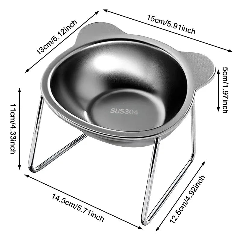 Stainless Steel Pet Bowl Slanted Anti Cervical Spondylosis for Cats
