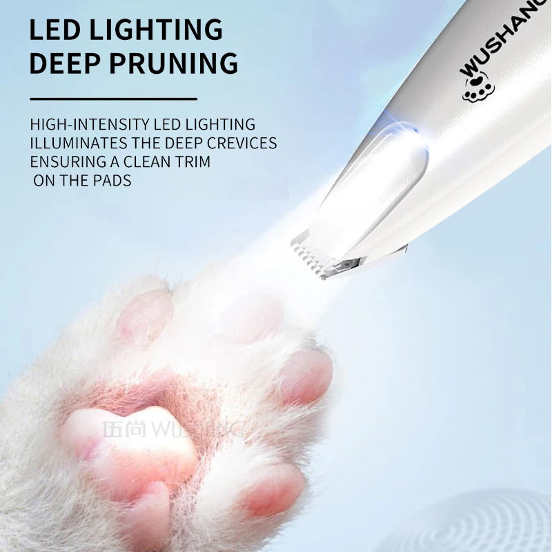 Pet Dog Electric Groomer Trimmer with LED Light Waterproof Pet Foot