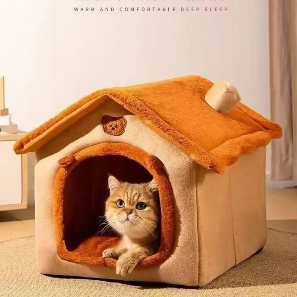 All Season Dog House Style Bed - Removable Washable Pet Bed for Small