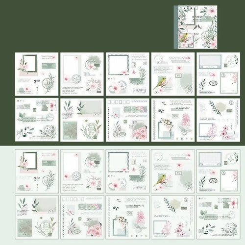 4Style 20pcs/book INS Floral Sticker Book Four Seasons Theme Cutting