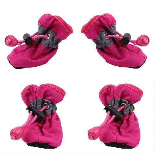 New 4pcs Waterproof Pet Dog Shoes Anti-slip Rain Snow Boot Thick Warm