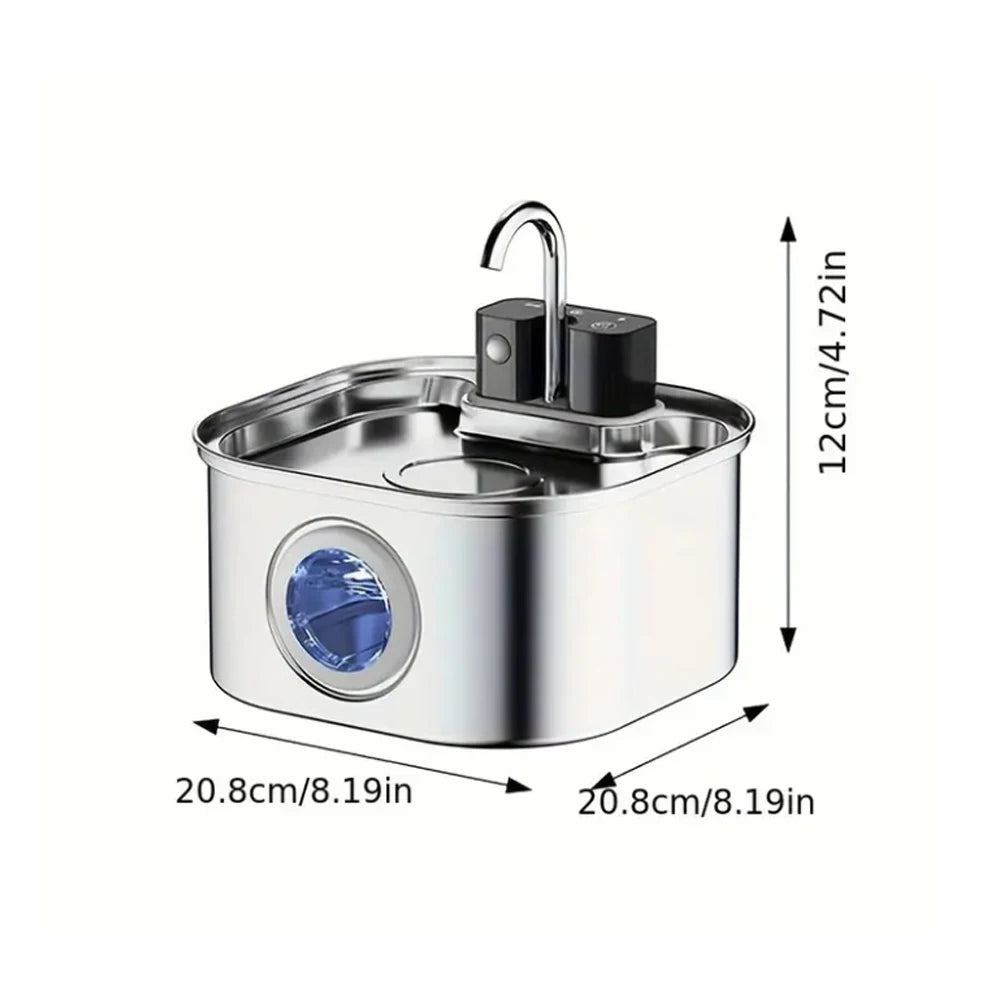 3L Stainless Steel Wireless Recharging Sensor Cat Water Fountain Auto