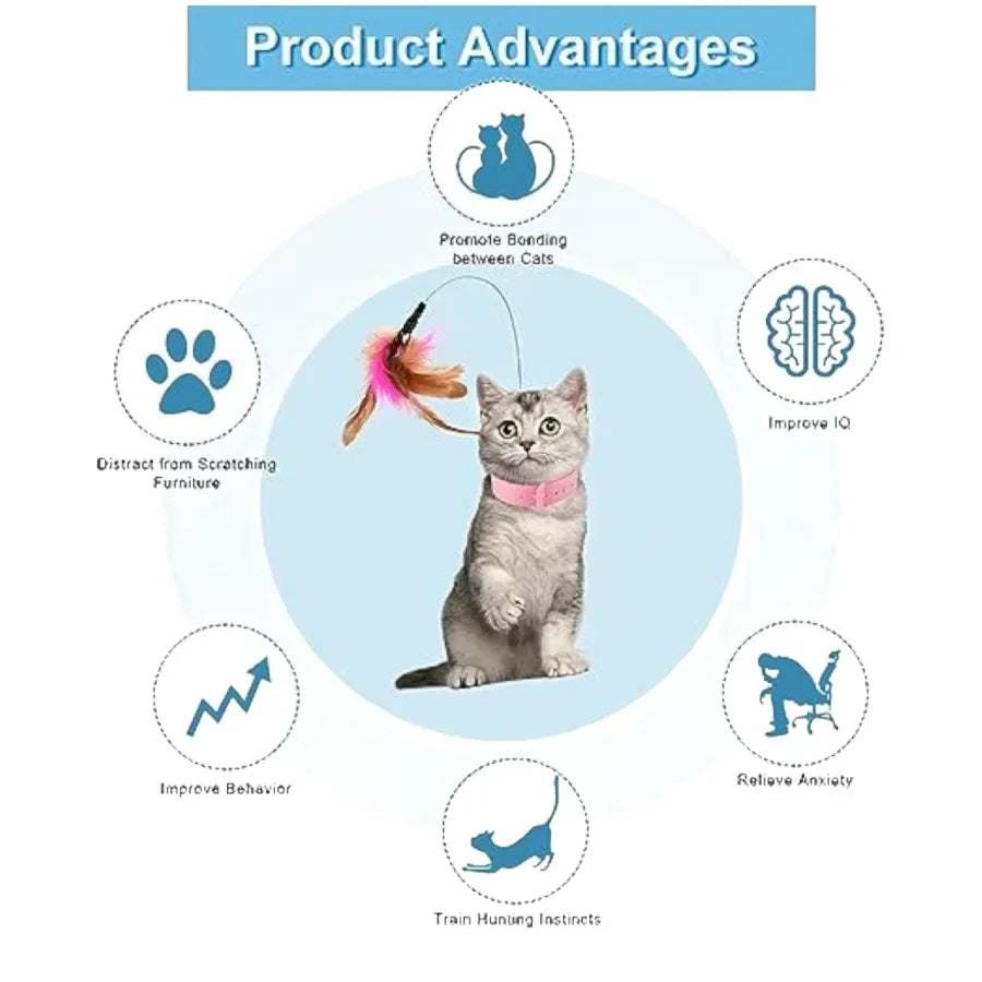 Cat Collar Toy Attached, Silicone Cat Teasing Wand Adjustable Cat