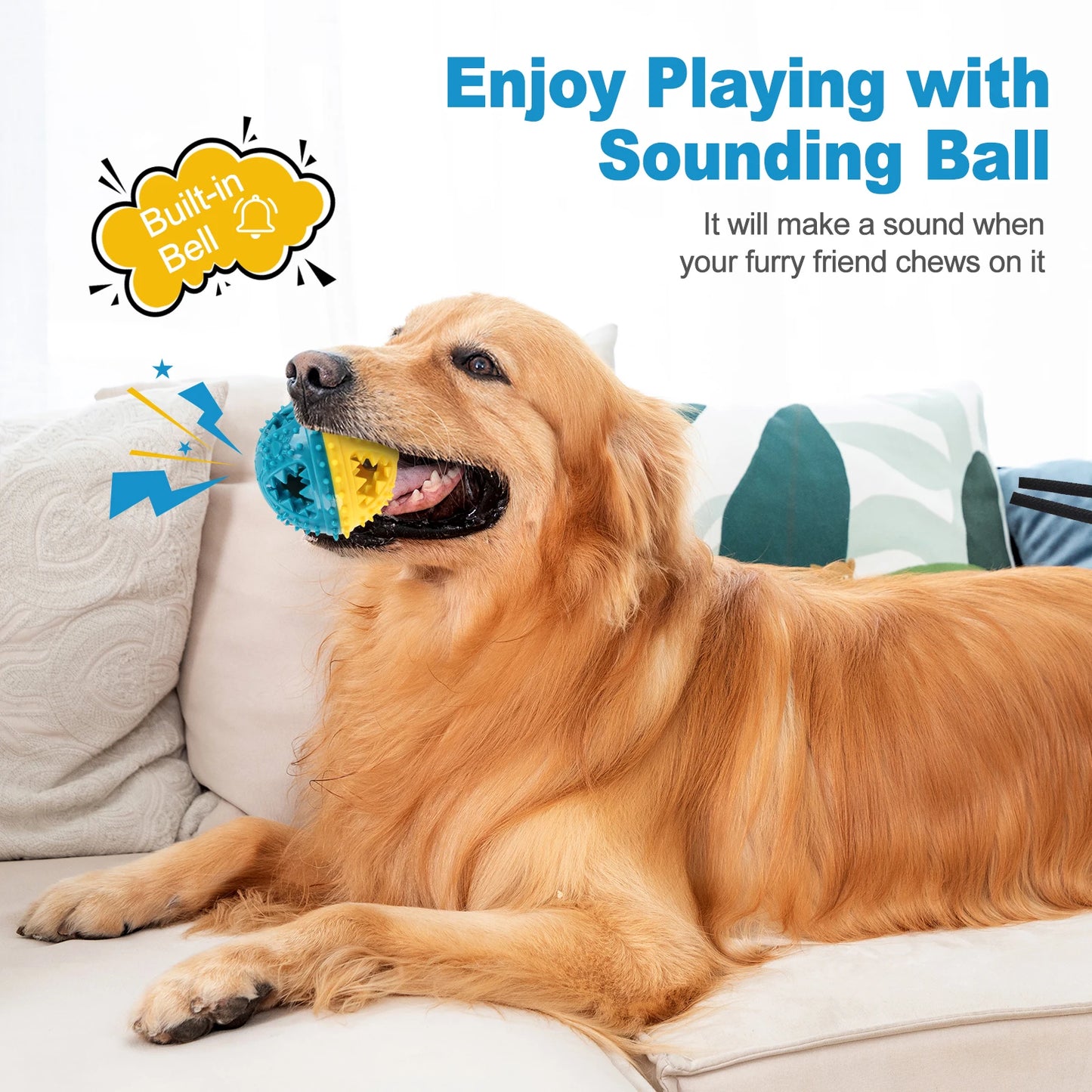 Dog Chew Toys Grinding Teeth Sound Ball Toys Leaking Food Balls Anti