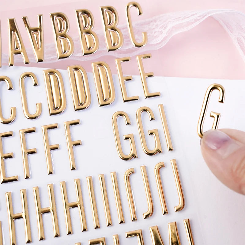 3 Sheets 3D Gold Puffy Letter Number Stickers Letters Stickers Self
