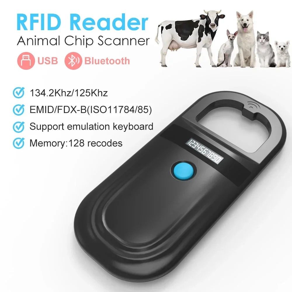 5YOA Handheld 134.2Khz Animal RFID Reader Pet Cat Dog Micro-Type Chip