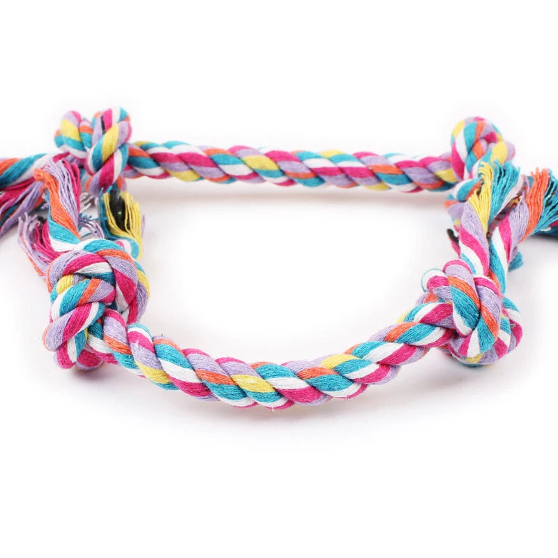 Random Color Pet Dog Toy Bite Rope Double Knot Cotton Rope Funny Cat
