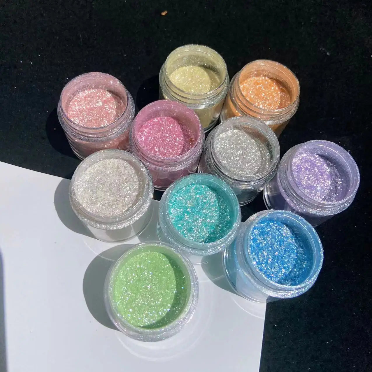 10Colors Sparkly Nail Glitter Powder Rainbow Crystal Diamond Pigment