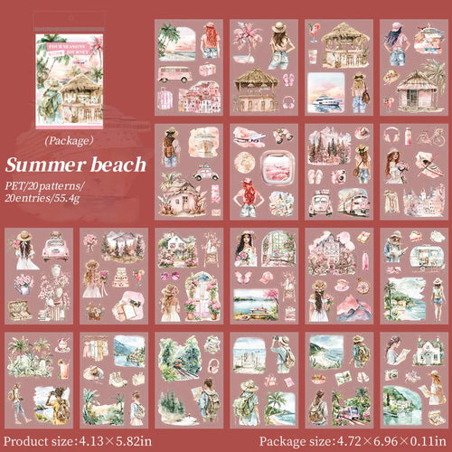 20 Sheets PET Die cut Stickers book Four Seasons Scenery Decorative
