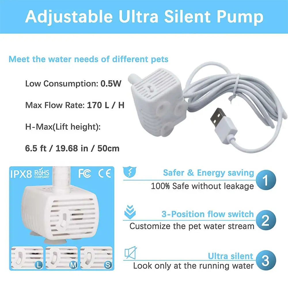 Pet Cat Water Pump Fountain Anti-dry Burning Motor Replacement for Cat