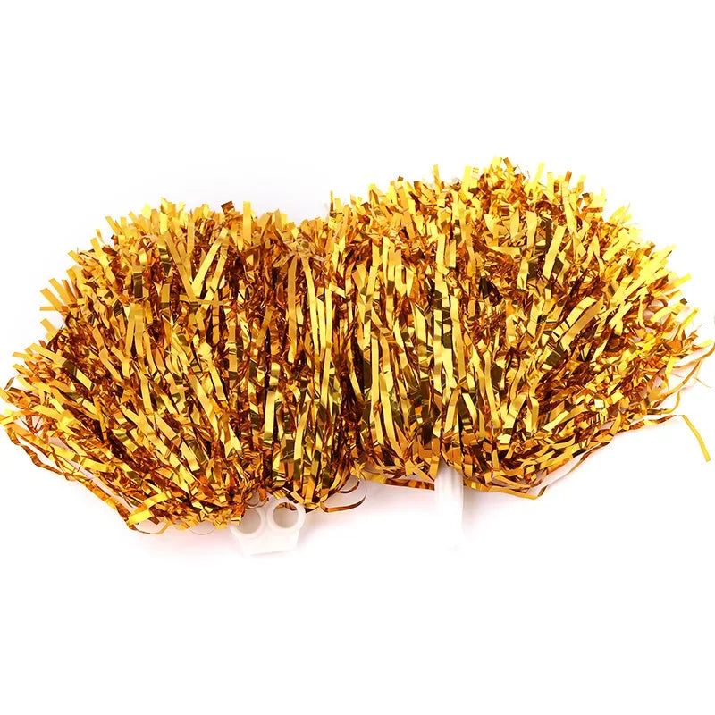 Cheerleading Pom Poms with Handle Cheer Balls Gold Yellow Pink Red
