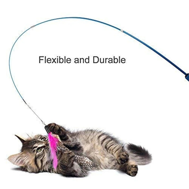 Pet Cat Toy Super Long Three Section Telescopic Rod Cat Teaser Stick