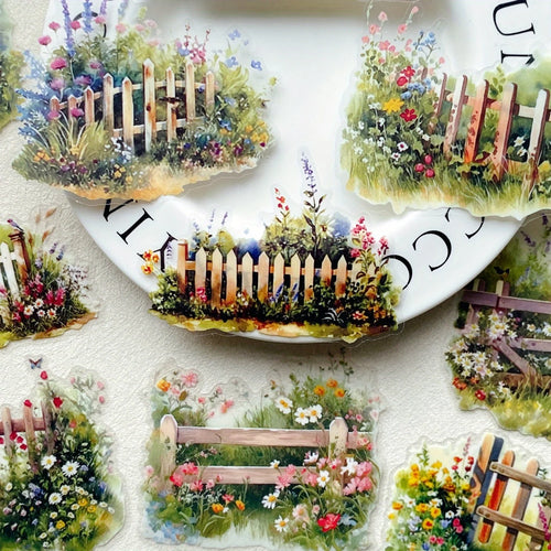 10pcs Plant Flowers Sticker PET Material Junk Journal Hand Account DIY