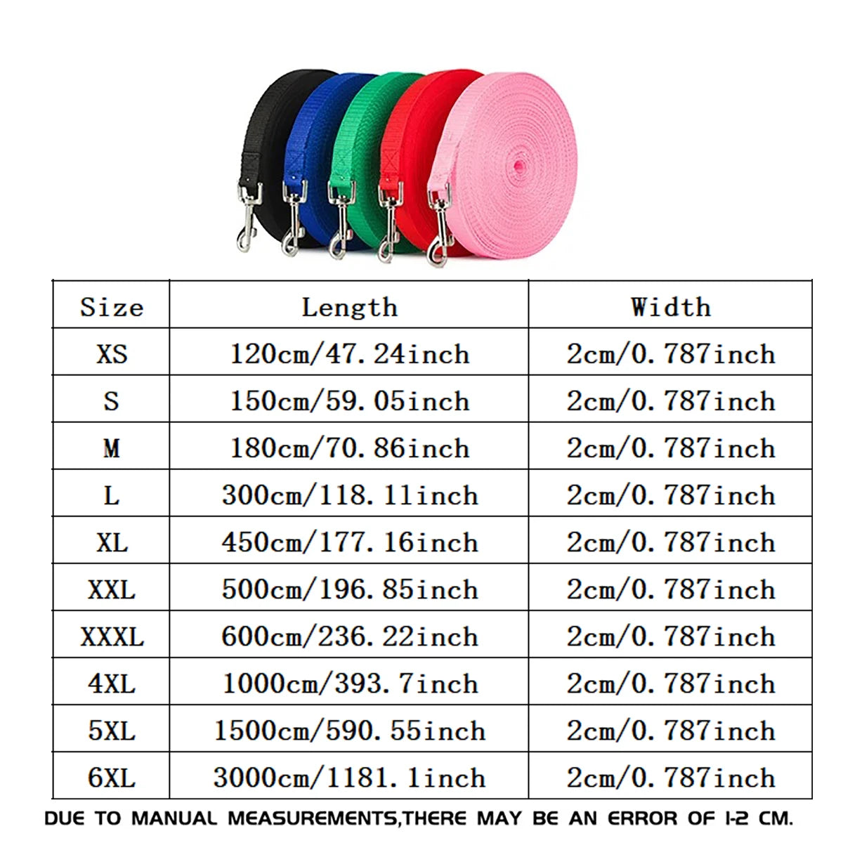 1.5M 1.8M 3M 4.5M 15M 30M Nylon Dog Training Leashes Walking Pet Leash
