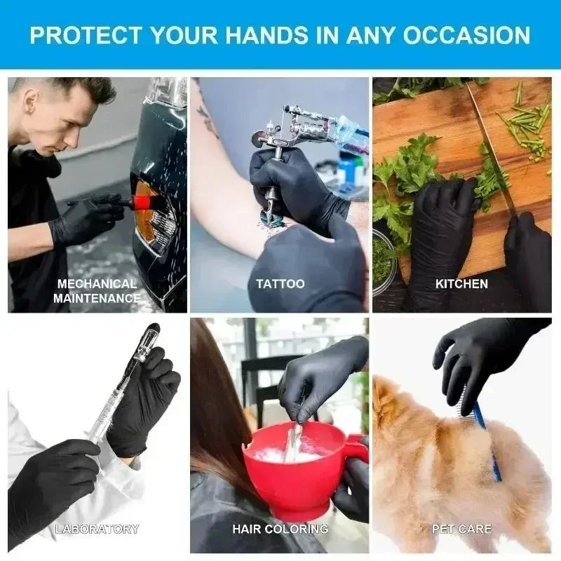 10-100PCS Gloves Black Washing Tableware Disposible Latex Free PVC