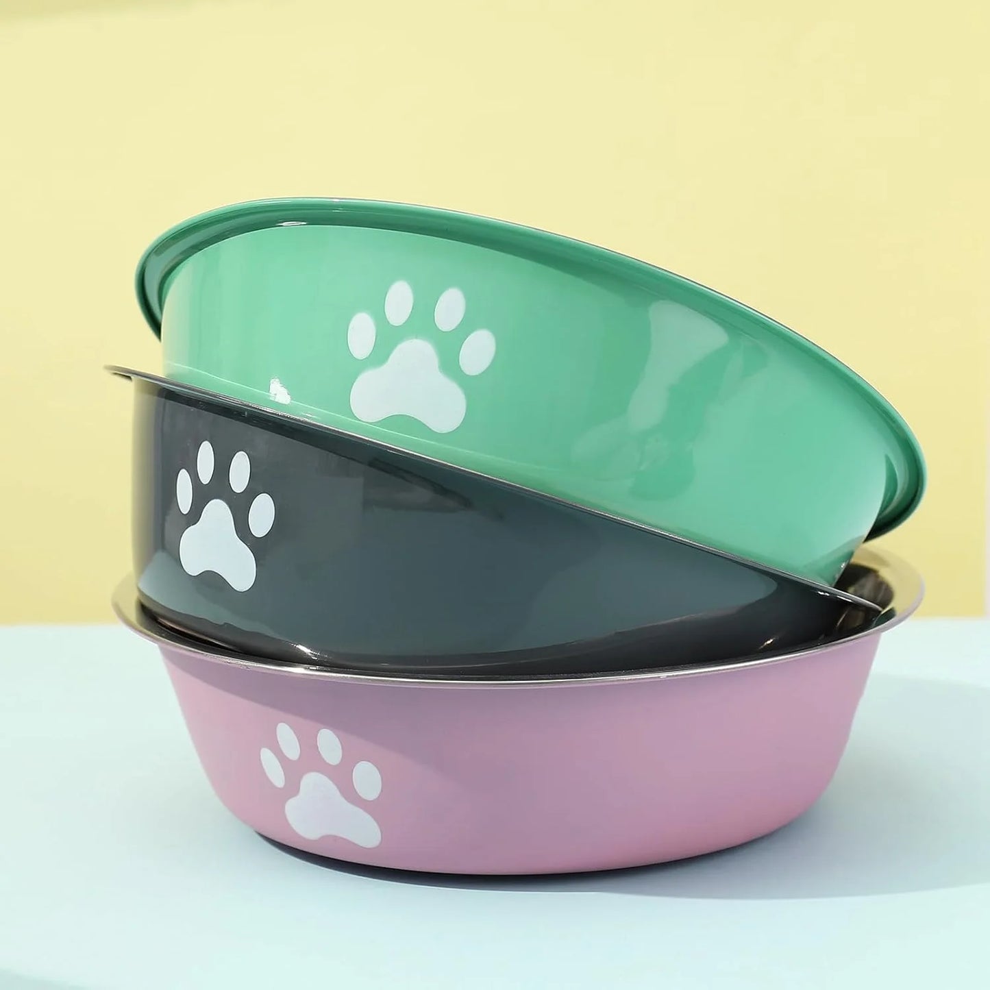 Dog Bowls Stainless Steel Dogs Feeding Bowls With Non-Slip Silicone