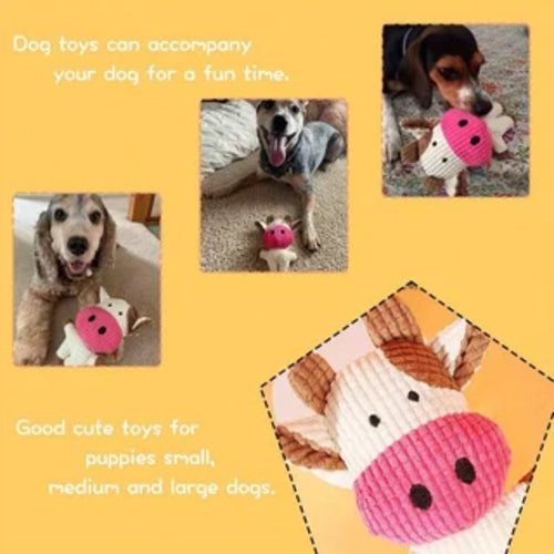 Fun Pet Toy Pet Cow Shape Corduroy Chew Toy For Dogs Puppy Squeaker