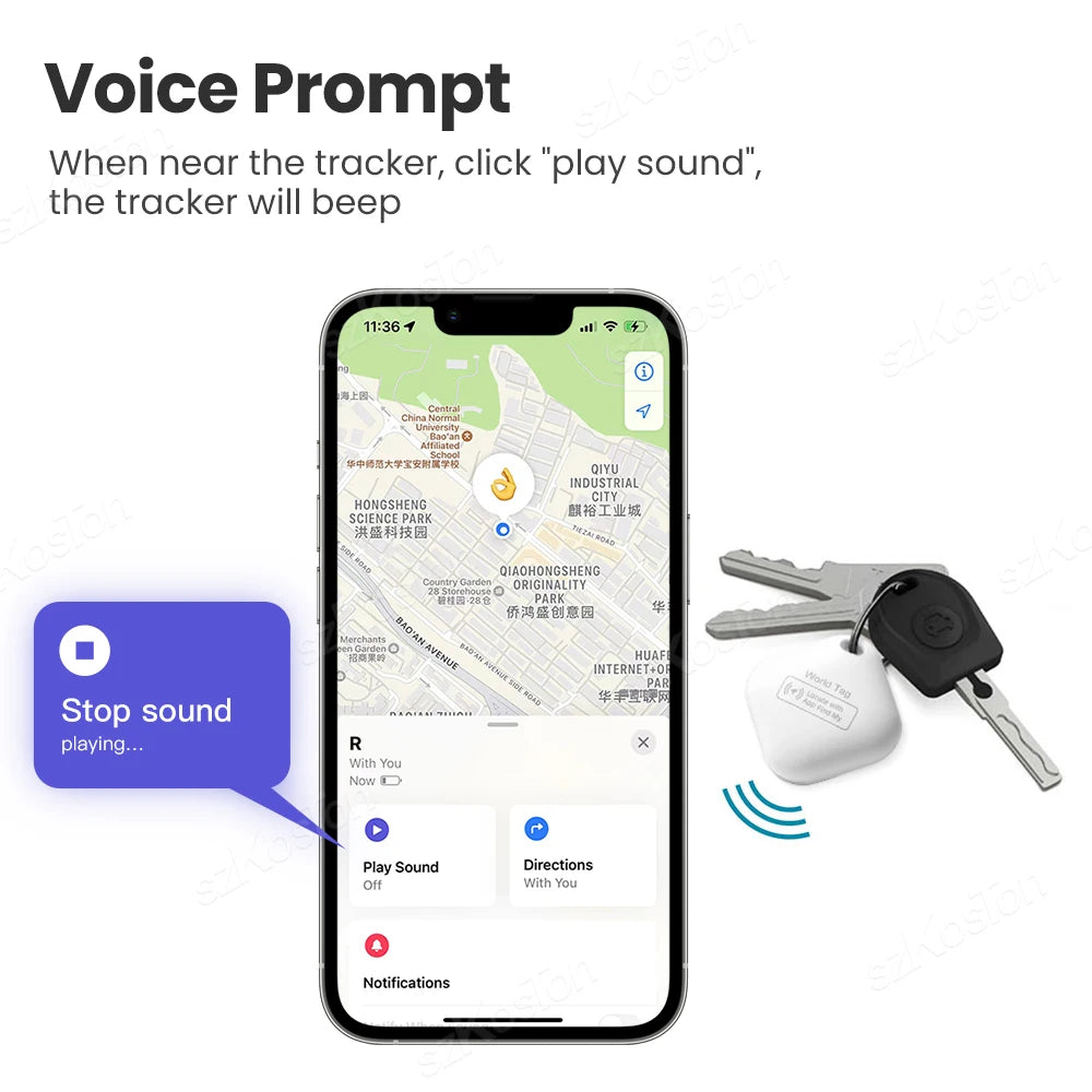Mini GPS Tracker Smart Tag Compatible with iOS Find My APP Global
