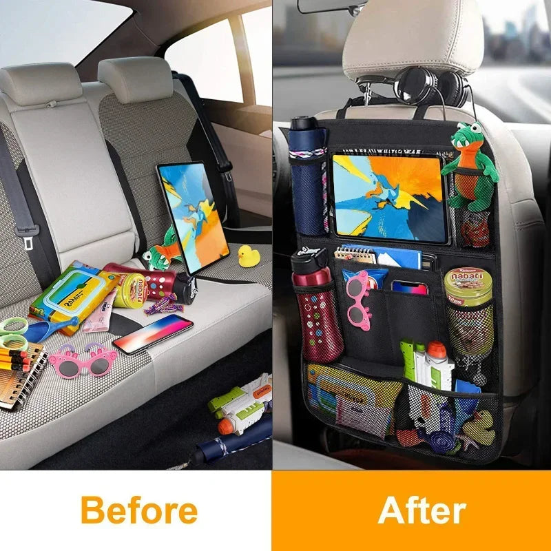 Car Backseat Organizer with Tablet Holder - Multi-Pocket Storage &