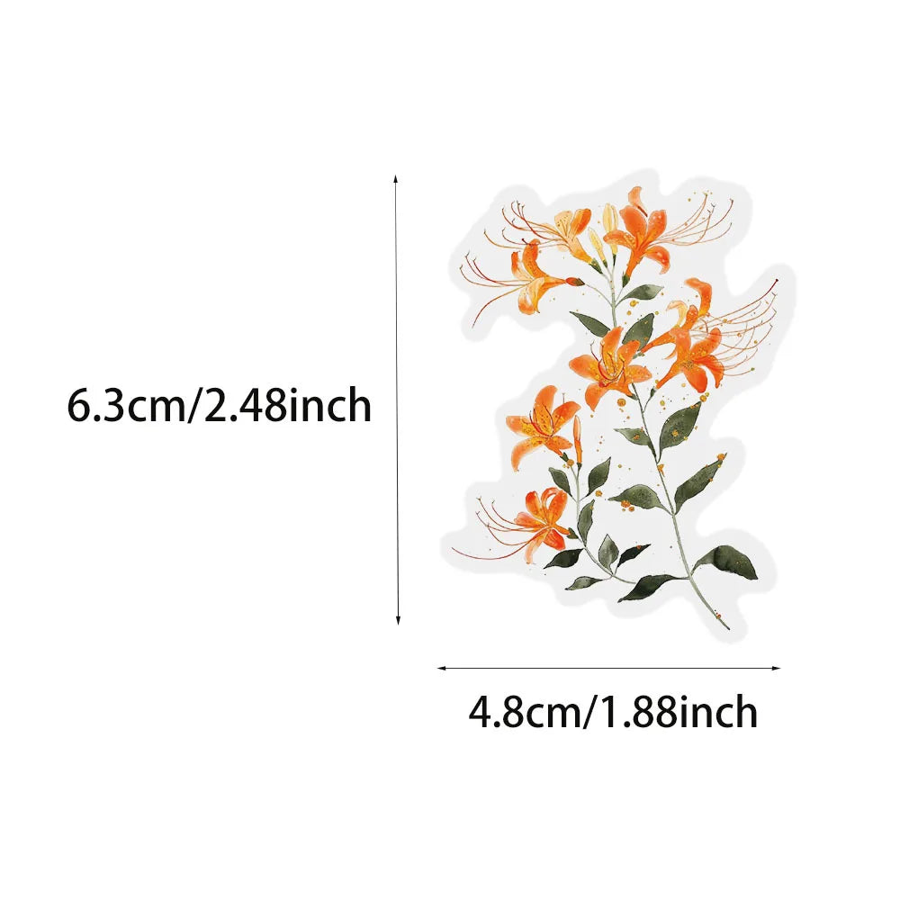 50/300PCS Ink Flower Sticker Pack Waterproof Transparent PET Brochure