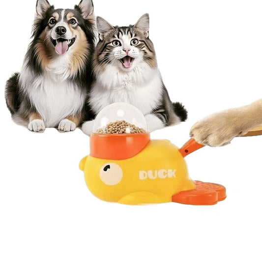 1PC Little Yellow Duck Pet Feeder Interactive Training Device For Cats